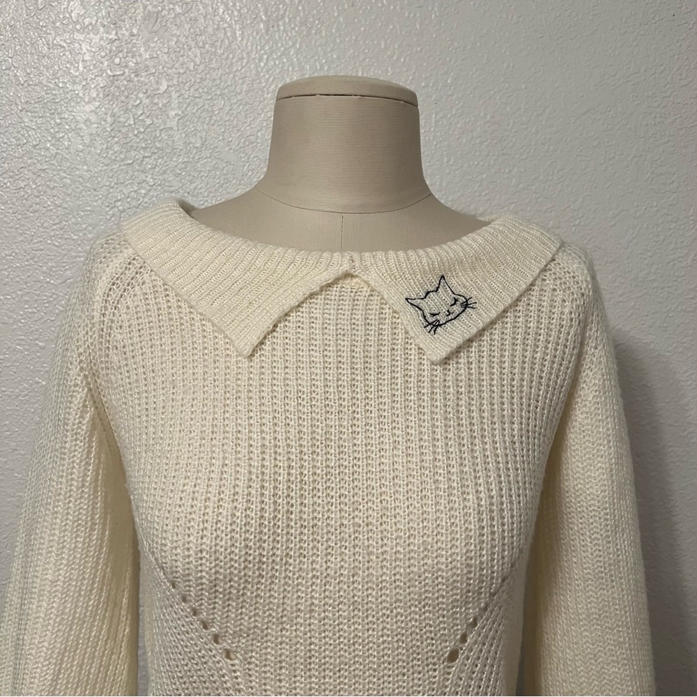 Secret Honey Otome Girly Kei Jirai Coquette Lolita Harajuku Gyaru Cream Sweater - Picture 8 of 13